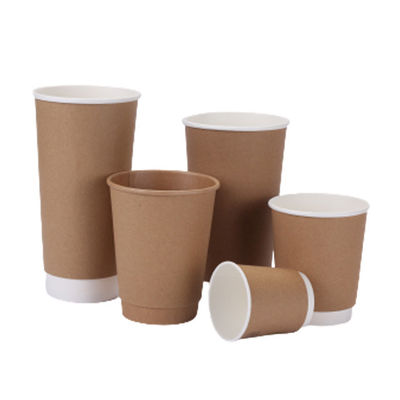 tazze calde della carta kraft della bevanda del caffè asportabile doppio di 16oz 500ml con i coperchi